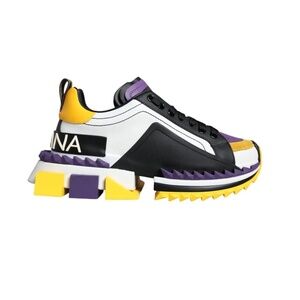 Dolce & Gabbana Multicolor Leather Super Queen Sneakers Women's Shoes